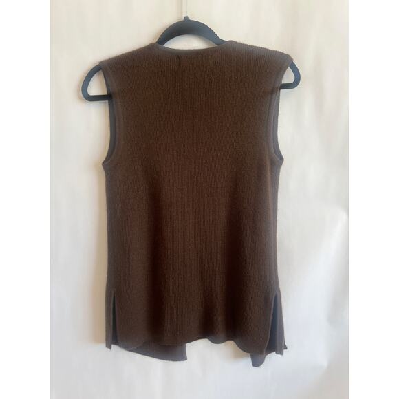 ALPACA IN STYLE WOMENS SWEATER VEST OPEN NO BUTTON OR ZIPPER BROWN SIZE SMALL - Picture 2 of 7